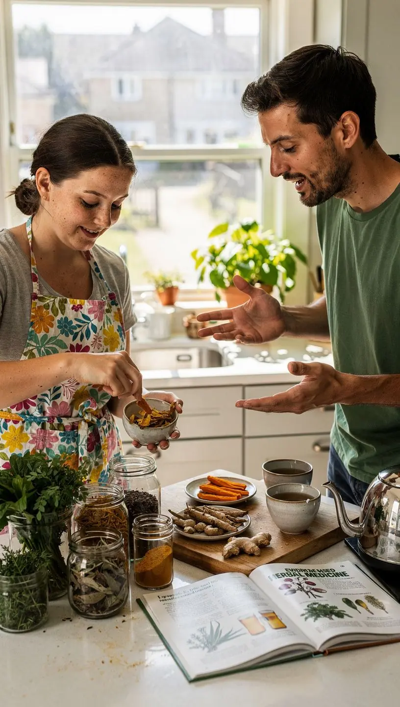 Gyógyteák különböző gyógynövényekkel egy átlátszó csészében, az ízületi egészség támogatására.